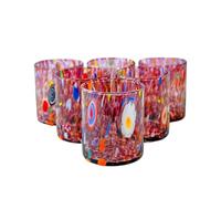 MurArt Murano Glasses Set of 6 Glasses 400 ml Tower Collection in Hand-Blown Glass in Handmade Processing Made in Italy (Ametist, Glass 6 Pieces)