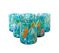 MurArt Murano Glasses Set of 6 Glasses 400 ml Tower Collection in Hand-Blown Glass in Handmade Processing Made in Italy (Aquamare, Glass 6pcs)