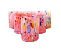 MurArt Murano Glasses Set of 6 Glasses 400 ml Tower Collection in Hand-Blown Glass Made in Italy (Pink, 6 Piece)