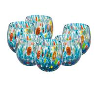 MurArt Set of 6 400 ml Marea Collection Hand-Blown Glass Glasses Made in Italy (Acquamare, Glass 6 Pieces)