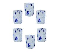 MurArt Shot di Murano Set of 6 shot glasses height 6.5 cm in hand-blown glass in craftsmanship Eleganza Collection Made in Italy (1, White - Blue)