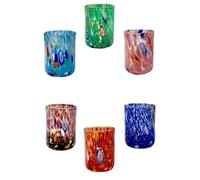 MurArt Shot di Murano Set of 6 Shot Glasses Height 6.5 cm Tower Collection in Hand-Blown Glass Made in Italy (Mixed, Shot)
