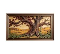 Murasolite 3D Framed Wall Art Autumn Tree Landscape Rustic Relief Effect SelfAdhesive Fabric Mural Wall Decor， Peel and Stick No Damage to Wall， AntiFall Safe Design for Bedroom Living Room