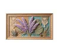 Murasolite 3D Framed Wall Art Boho Pampas Grass Rustic Botanical Textured Design SelfAdhesive Fabric Mural Wall Decor， Peel and Stick No Damage to Wall， AntiFall Safe Design for Bedroom Living Room