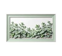 Murasolite 3D Framed Wall Art Botanical Mint Leaves with Ladybugs Relief Effect SelfAdhesive Fabric Mural Wall Decor， Peel and Stick No Damage to Wall， AntiFall Safe Design for Bedroom Living Room