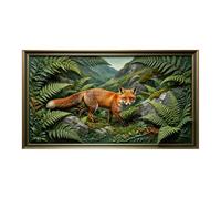 Murasolite 3D Framed Wall Art Forest Fox Landscape Realistic Nature Scene Large Size SelfAdhesive Removable Home Wall Decor Prints for Living Room Bedroom Office