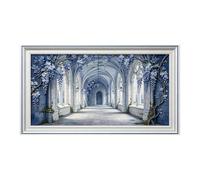 Murasolite 3D Framed Wall Art Gothic Arch Corridor Floral European Classic SelfAdhesive Fabric Mural Wall Decor， Peel and Stick No Damage to Wall， AntiFall Safe Design for Bedroom Living Room