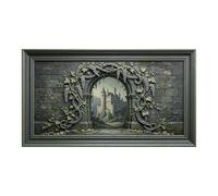 Murasolite 3D Framed Wall Art Medieval Castle Arch Stone Relief Effect SelfAdhesive Fabric Mural Wall Decor， Peel and Stick No Damage to Wall， AntiFall Safe Design for Bedroom Living Room