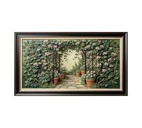 Murasolite 3D Framed Wall Art Mediterranean Garden Floral Arch Relief Effect SelfAdhesive Fabric Mural Wall Decor， Peel and Stick No Damage to Wall， AntiFall Safe Design for Bedroom Living Room