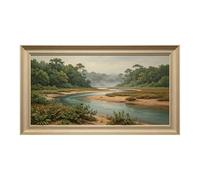 Murasolite 3D Framed Wall Art Misty River Forest Landscape Oil Painting Large Size SelfAdhesive Removable Home Wall Decor Prints for Living Room Bedroom Office