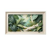 Murasolite 3D Framed Wall Art Tropical Jungle Botanical Forest Relief Effect SelfAdhesive Fabric Mural Wall Decor， Peel and Stick No Damage to Wall， AntiFall Safe Design for Bedroom Living Room