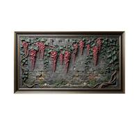 Murasolite 3D Framed Wall Art Vintage Stone Wall Floral Vine Relief Effect SelfAdhesive Fabric Mural Wall Decor， Peel and Stick No Damage to Wall， AntiFall Safe Design for Bedroom Living Room