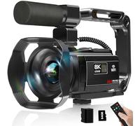 MURAUX 8K 64MP Video Camera Camcorder with IR Night Vision for YouTube 3.0” Screen WiFi Camcorder 18×Zoom Vlogging Camera with Microphone, Stablizer, Lens Hood, 64GB SD Card, One 4500mAh Battery