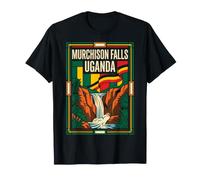Murchison Falls Uganda Flag Nile Waterfall Retro Art T-Shirt
