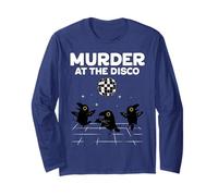 Murder At Disco Funny Crows Dancing Dancefloor Raven Long Sleeve T-Shirt