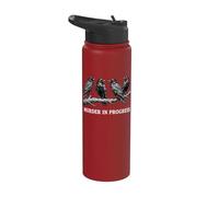 Murder in Progress Black Crow Raven Dark Humor Gothic Bird Stainless Steel Insulated Water Bottle