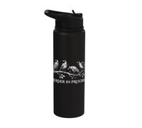 Murder in Progress Raven Bird Dark Humor Gothic Crow Art Stainless Steel Insulated Water Bottle
