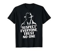 Murder Mystery Dinner Costume Suspect Everyone, Trust No One T-Shirt, Men, Black, X-Large