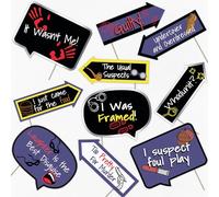 Murder Mystery Party Photo Booth Props - Top Secret Detective Spy-Themed Party Decorations - Funny Photography Supplies - Selfie Props with Sticks - 10pcs
