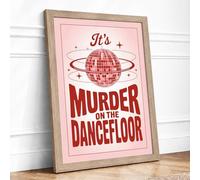 Murder on the Dancefloor Retro Framed Wall Art Print A3 Oak