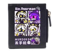 Murder Uzi Drone PU Leather Wallet | Stylish Bifold Card Holder Small Purse with Zipper Coin Pocket | Multicard Wallets Coin Purse for Cash, Coin, Card, Bill (Black-1)
