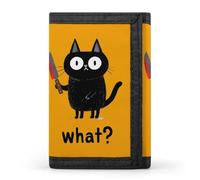 Murderous Black Cat Slim Trifold Wallet for Men | Printed Stylish Front Pocket Wallets Credit Card Holder with Card Slots