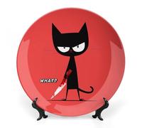 Murderous Cat Ceramic Decorative Plates for Display Ornaments with Stand for Kitchen Home Decor 10inch
