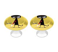 Murderous Cat Funny Round Cabinet Knobs Stainless Steel Drawer Pulls Door Handles Decoration