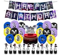 Murders Drones Party Decorations 30pcs | Cyn Uzi N J V Figure Banner, Cake Topper, Balloons, Cupcake Toppers | Murders Drones Birthday Party Accessories Set