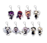 Murders V N J Cyn Uzi Figure Keychain 9 Pcs Cartoon Figure Cute Keyring Pendant Murders Acrylic Chain Decor Murders V N J Cyn Uzi Merch Toys Set