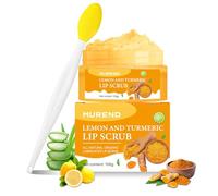MUREND Turmeric and lemon lip scrub with brush, scrub for dark, dry and cracked lips, reduces fine lines, sugar lip scrub with aloe vera, moisturizing