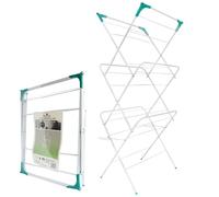 MURIEL BARGAINS 3 Tier Concertina Clothes Airer - Foldable Indoor Drying Rack with 15m Drying Space - Heavy Duty Laundry Dryer for Indoor Use - Compact Freestanding Fold Flat Airer (White)