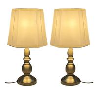 MURIEL BARGAINS Harvard Antique Brass Touch Table Lamp with Cream Shade - Elegant 3-Stage Dimmable Light - Classic Bedside or Desk Lamp - Available as Single or Pair (2)