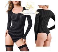 Muriel String Body by Wolford M Black White with Pinstripes Business Design