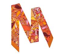 MurierSilk 100% Mulberry Silk Scarf for Women Neck, Handbags,Bags, Purse, Hair Head Ribbon Skinny Scarf Silk Headband Scarf, 12-orange Cashew Flower, 47"*2"