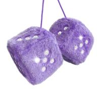 Murimt Purple Fuzzy Dice for Car Mirror Bling Rhinestones Hanging Plush Dice Fuzzy Car Accessories for Women and Girl(Light Purple