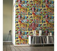Muriva 159501 Marvel Avengers Wallpaper Multi Coloured Hulk Thor Ironman Comic Strip Kids Room, 10 m x 0.52 cm