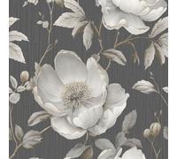 Muriva Wallpaper Alethia – Floral, Matt Finish – Black 227503