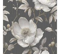 Muriva Alethia Floral Textured Wallpaper in Dark Grey Muriva Dark Grey