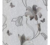 Muriva Amelia Floral Silver Gun Metal Wallpaper 701414