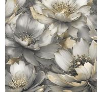Muriva Aminah Floral Charcoal Gold Wallpaper 224501