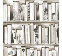 Muriva Beige Library 3D Effect Embossed Wallpaper