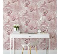 Muriva Bella Floral Wallpaper Soft Pink Rose 3D Shimmer