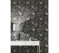 Muriva Black/gold Floral 3D Effect Patterned Wallpaper