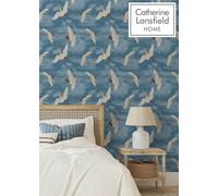 Muriva Blue Birds Metallic Effect Patterned Wallpaper