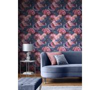 Muriva Blue Floral 3D Effect Patterned Wallpaper