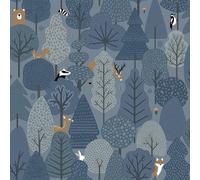Muriva Blue Floral Metallic Effect Embossed Wallpaper