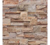 Muriva Brown Slate Brick Effect Embossed Wallpaper