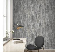 Muriva Charcoal Grey Textured Wallpaper Heavyweight Distressed Metallic Effect Vinyl