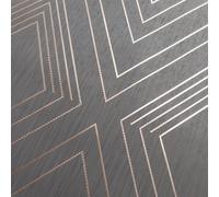 Muriva Charcoal & Rose Gold Geometric Metallic Effect Embossed Wallpaper